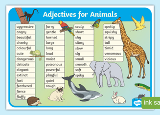 list of adjectives that describe animals